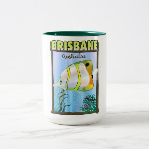 Brisbane Australia Tropical Travel Poster Zweifarbige Tasse