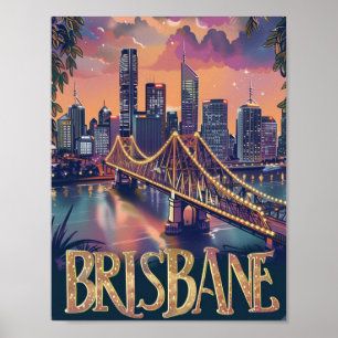 Brisbane Australia Vintag Berühmter Reiseort Poster