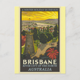 Brisbane Australia Vintage Travel Poster Postkarte