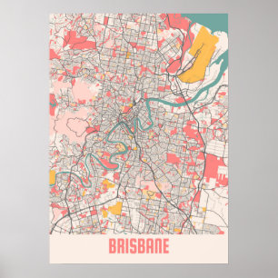 Brisbane - Australien Chalk City Map Poster