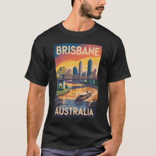 Brisbane Australien Illustration Reise Kunst Vinta T-Shirt