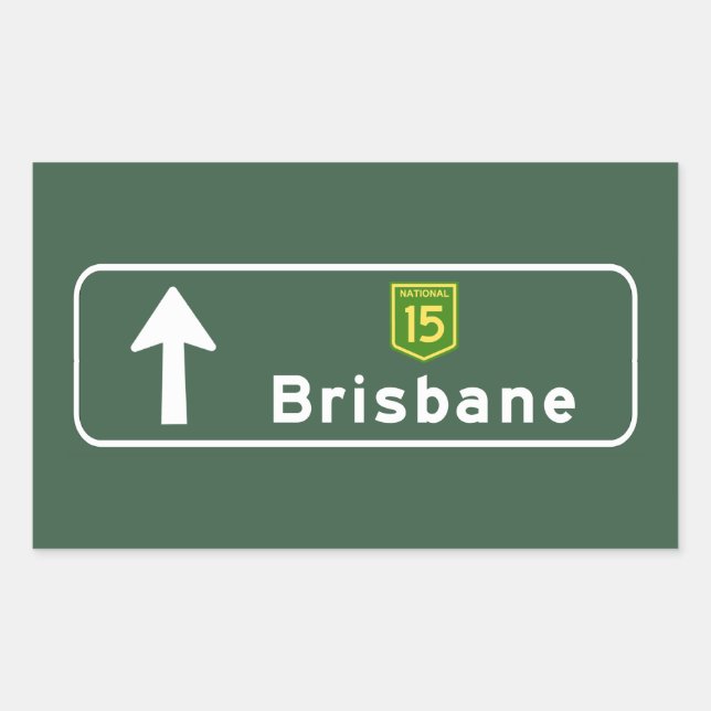 Brisbane, Australien Road Sign Rechteckiger Aufkleber (Vorderseite)