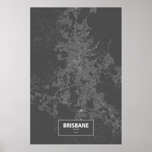 Brisbane, Australien (weiß auf Schwarzem) Poster