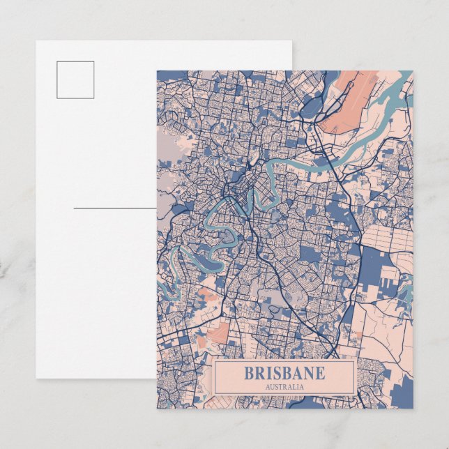 Brisbane Australien Windige Stadt Karte Reise (Vorne/Hinten)