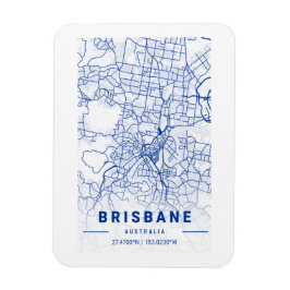 Brisbane City Map Blue Tint Magnet