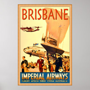 Brisbane Imperial Airways Neues Reiseposter -in 4 Poster