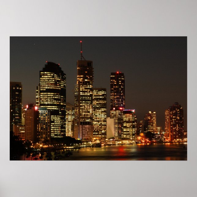 Brisbane Night Skyline. Poster (Vorne)