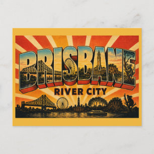 Brisbane Queensland River City Vintage Reise Kunst Postkarte