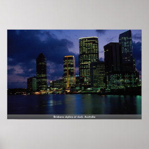 Brisbane Skyline bei Dämmerung, Australien Poster