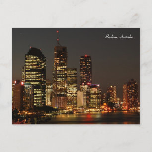 Brisbane Stadt, nächtliche Skyline, Austraila Post Postkarte
