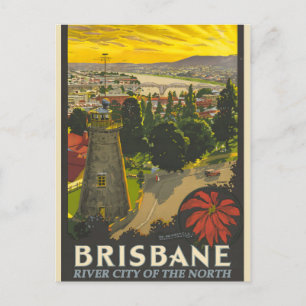Brisbane Vintage-Plakat Feiertagspostkarte