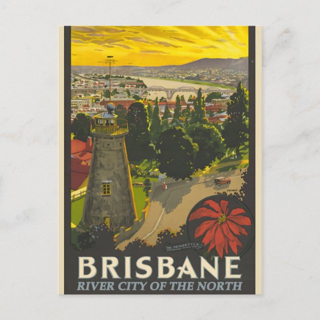 Brisbane Vintage Poster Feiertagspostkarte (Vorderseite)