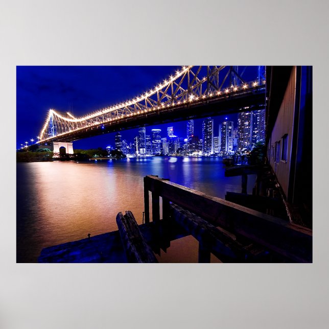 Brisbane's Story Bridge in der Nacht Poster (Vorne)