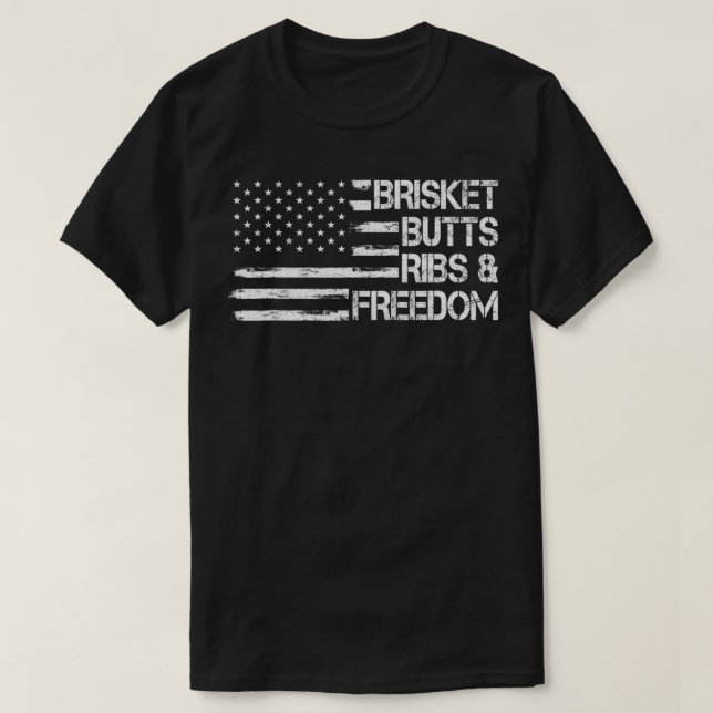 Brisket Hintern Ribs and Freedom Barbecue Smoker M T-Shirt (Design vorne)