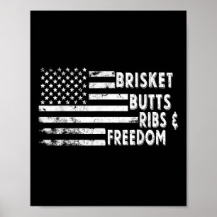 Brisket Hinterns Ribs and Freedom Grillen American Poster