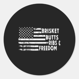 Brisket Hinterns Ribs and Freedom Grillen American Runder Aufkleber