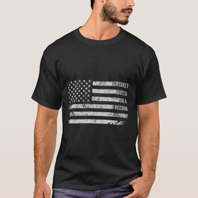 Brisket Hinterns Ribs and Freedom Grillen American T-Shirt (Vorderseite)