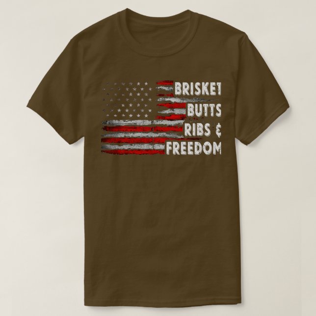 Brisket Hinterns Ribs and Freedom GRILLEN T-Shirt (Design vorne)