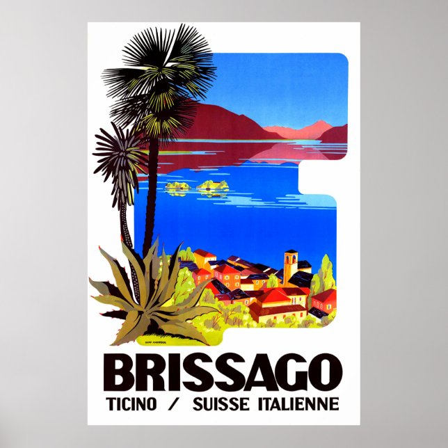Brissago, Tessin, Schweiz. Dorf und See Poster (Vorne)