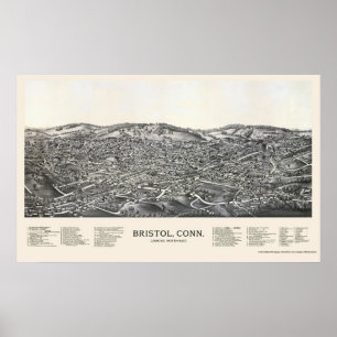 Bristol, CT Panoramic Map - 1889 Poster