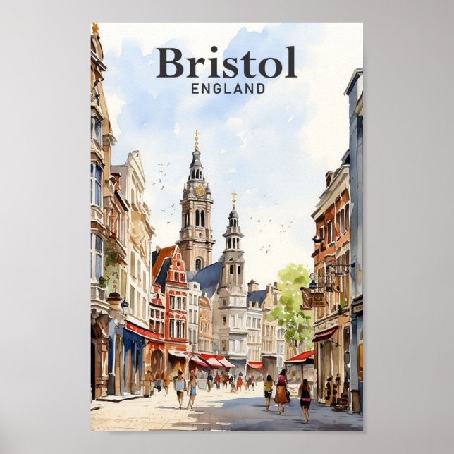 Bristol England Aquarellbilder Reisen Poster (Vorne)