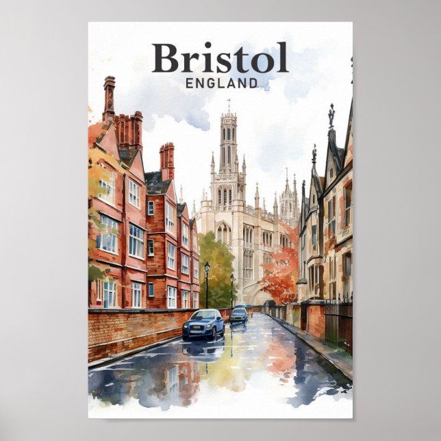 Bristol England Aquarellbilder Reisen Poster (Vorne)