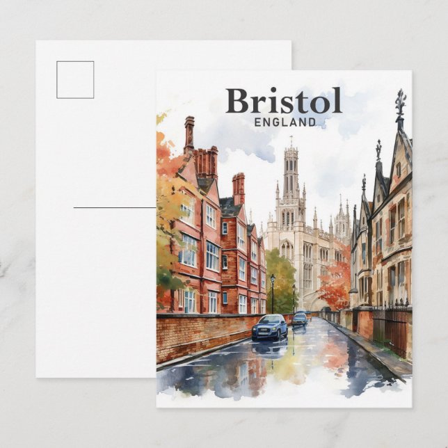 Bristol England Aquarellbilder Reisen Postkarte (Vorne/Hinten)