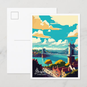 Bristol England Art Vintage Reise Illustration Postkarte