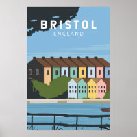 Bristol England Retro Travel Art Vintag