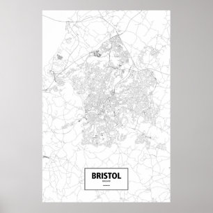 Bristol, England (schwarz auf weiß) Poster