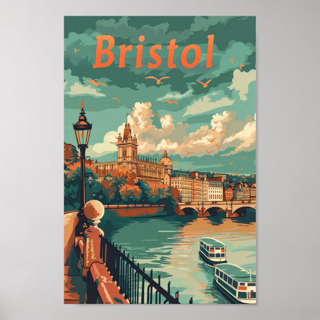 Bristol England Vintag Retro Travel Illustration Poster (Vorne)