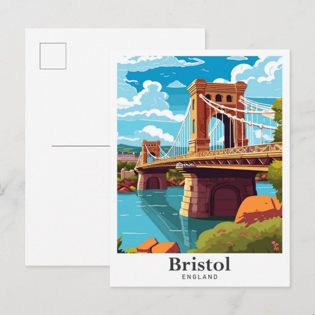 Bristol England Vintage Travel Portrait Postkarte (Vorne/Hinten)