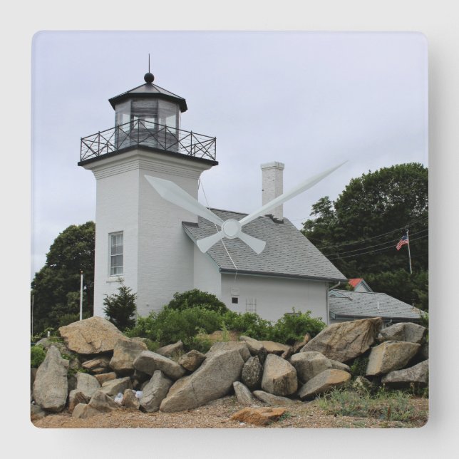 Bristol Ferry Lighthouse, Rhode Island Quadratische Wanduhr (Vorderseite)