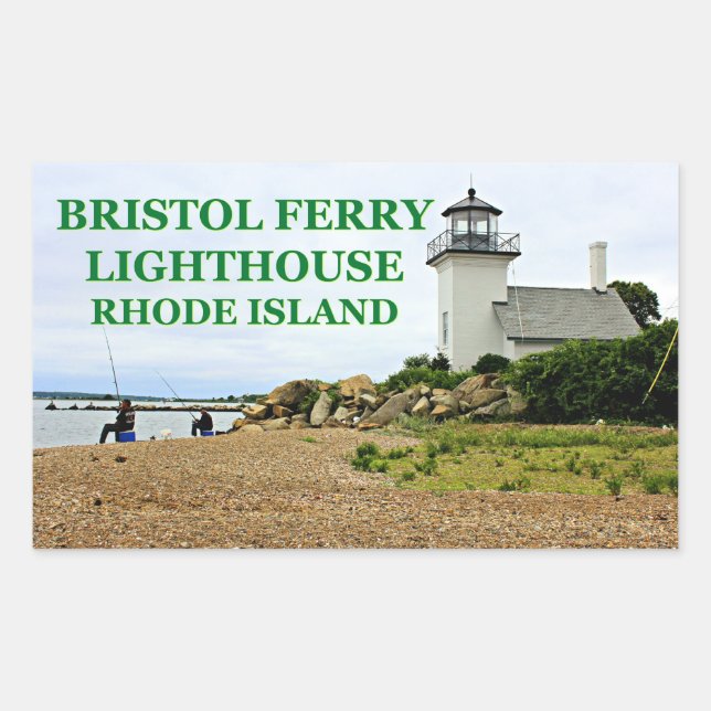 Bristol Ferry Lighthouse, Rhode Island Rechteckiger Aufkleber (Vorderseite)
