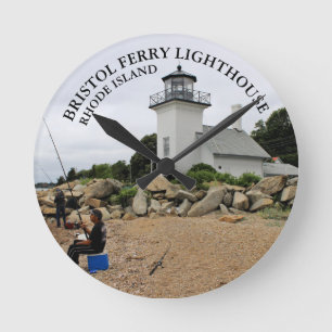 Bristol Ferry Lighthouse Rhode Island Round Clock Runde Wanduhr