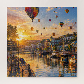 Bristol Hafen Ballons bei goldenem Sonnenuntergang Puzzle