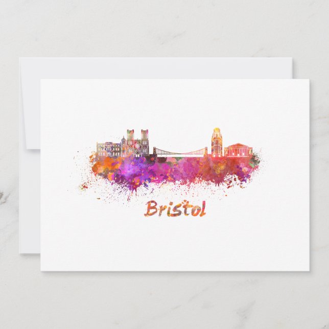 Bristol skyline im Watercolor (Vorderseite)