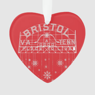 Bristol Slogan Sign Red Christmas Herz Ornament