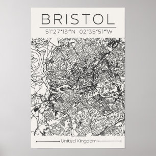 Bristol Stadtplanposter – Moderne Minimalistische Poster