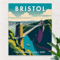 Bristol UK Clifton Suspension Bridge Retro Travel
