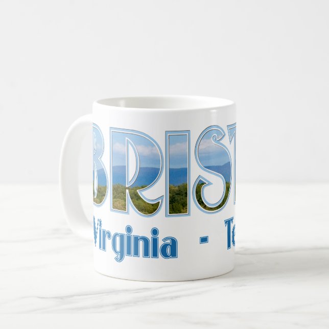 Bristol Virginia Tennessee Landschaftliche Sicht Kaffeetasse (Vorderseite Links)