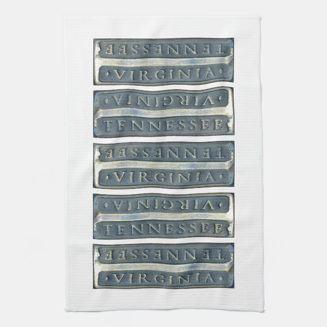 Bristol Virginia Tennessee Marker weiß Geschirrtuch (Vertikal)