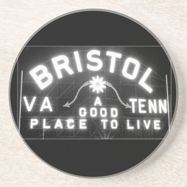 Bristol Virginia Tennessee Slogan Schild in der Na Untersetzer (Vorne)