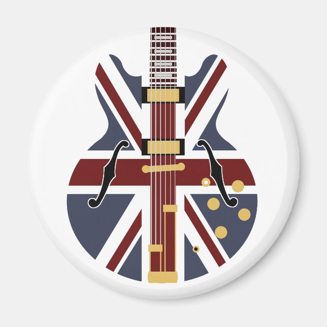 Brit Pop Mod Union Jack Guitar Magnet (Vorne)