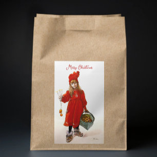 Brita als Iduna Carl Larsson Vintage Art Weihnacht Rechteckiger Aufkleber