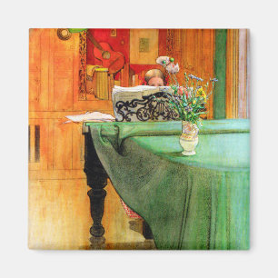 Brita am Piano von Carl Larsson, Vintag Art Magnet