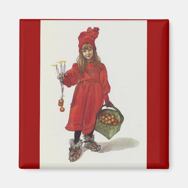 Brita (Iduna) mit Kerzen und Apfelkorb Magnet (Vorne)