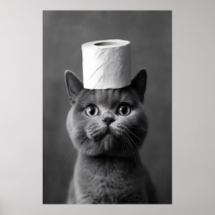 Brita-Kurzhaar-Katze Badezimmer-Kunst, Toilettenpa Poster