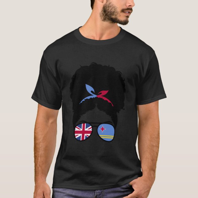 Britain And Aruba Mix Afro Hair Half British Half  T-Shirt (Vorderseite)