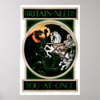 Britain Needs You At Once 1915 WW1 POSTERDRUCK